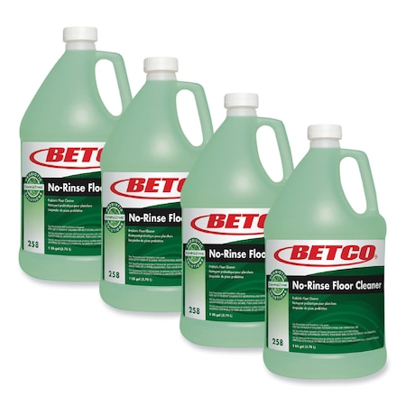 Betco BioActive Solutions No-Rinse Floor Cleaner, Rain Fresh Scent, 1 gal Bottle, 4PK 2580400